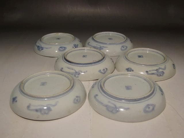 古伊万里赤絵銘々皿五客　美しい作品 r298