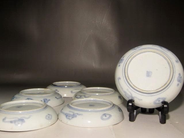 古伊万里赤絵銘々皿五客　美しい作品 r298