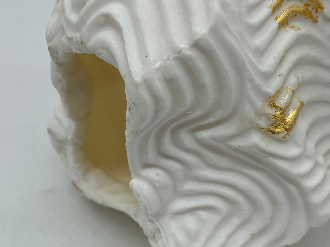 坂田甚内作　白釉金彩波紋　置物　名人作　送料込み250605