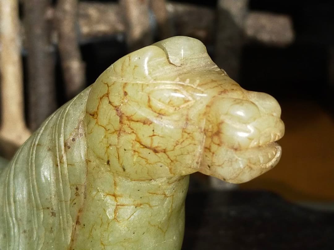 ♥値下げ！♥　中国　玉製　彫刻　馬　石製　置物　骨董　古玩