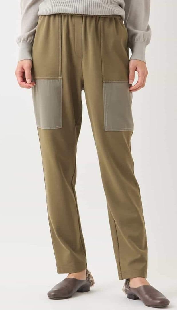 ヒロコビス　配色ステッチジャージーパンツ　ブラック　L