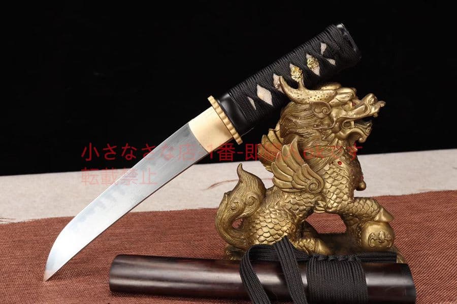 黒檀  焼刃  小猟刀  武具　刀装具　日本刀　模造刀　 肋差   短刀