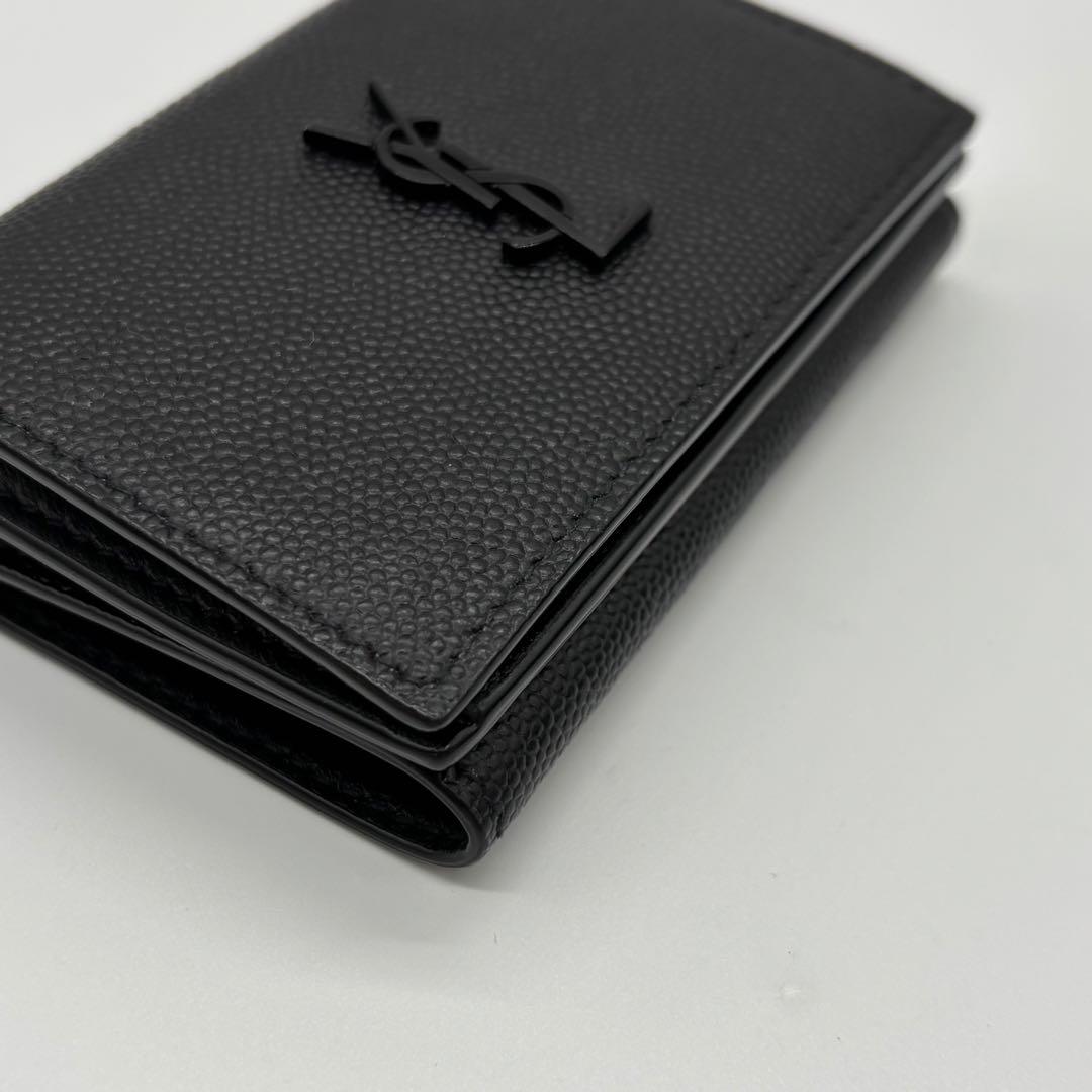 サンローラン YSL ブラックレザー 三つ折り財布 黒