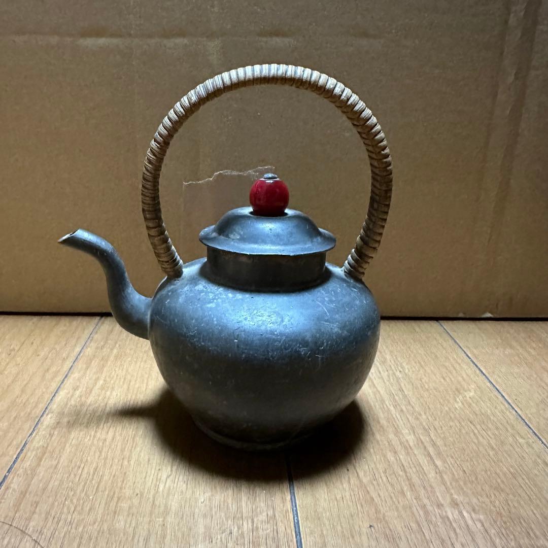 時代物 煎茶道具 古錫 茶壷 茶心壷 約448g