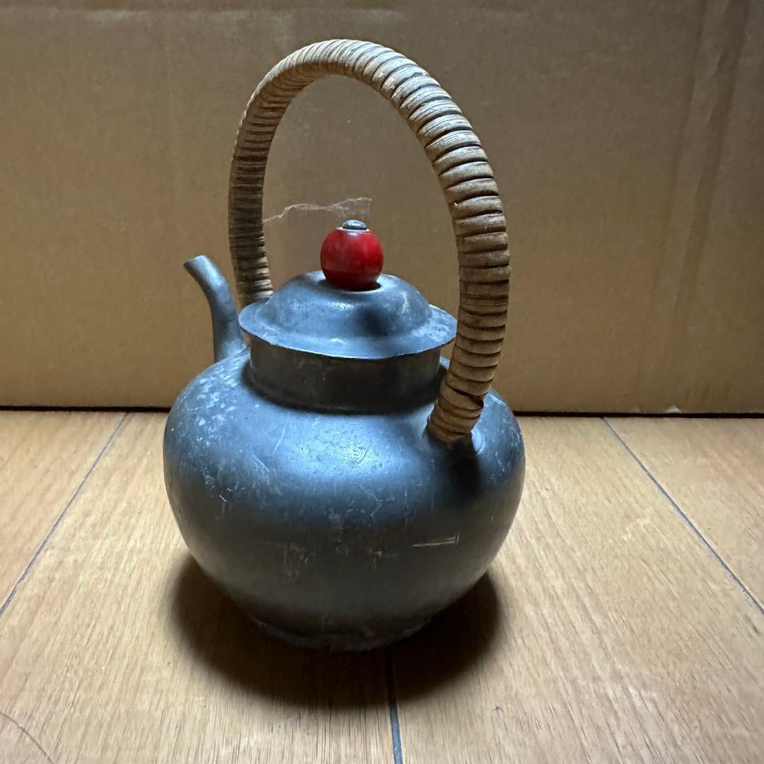 時代物 煎茶道具 古錫 茶壷 茶心壷 約448g