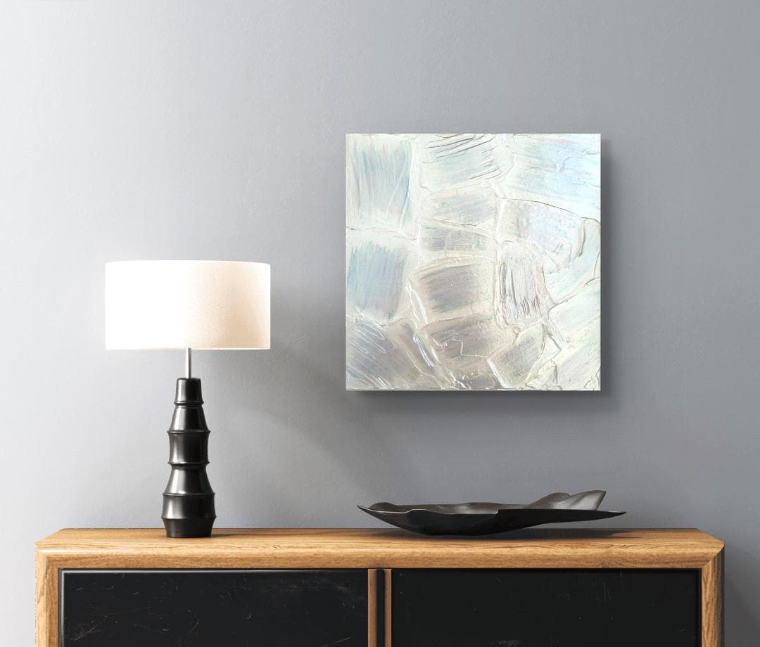 再生-銀 / テクスチャー キャンバス 26×26㎝ 原画 モダン 現代アート