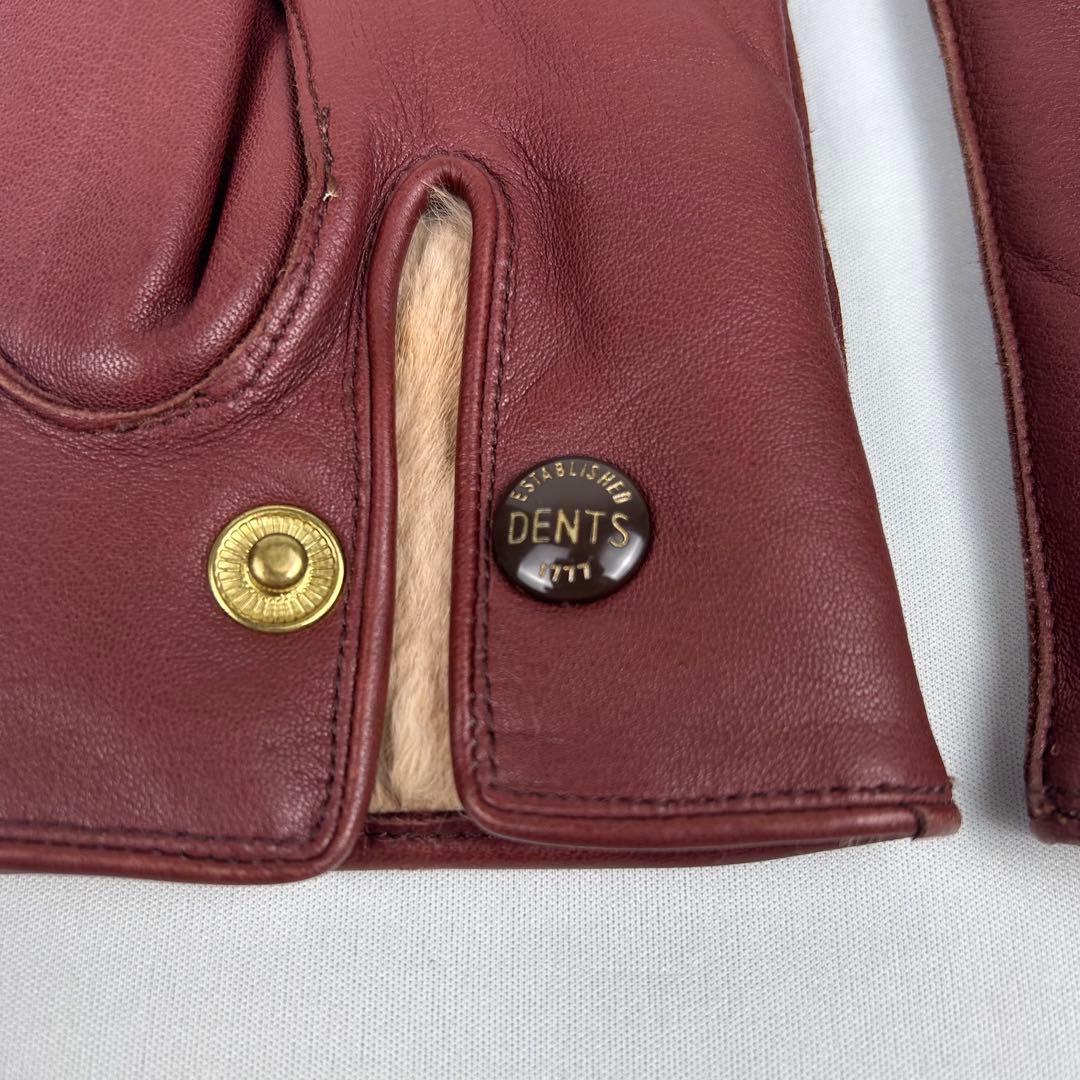 【未使用】デンツ グローブ 羊革 ラビットファー 23cm イングリッシュタン