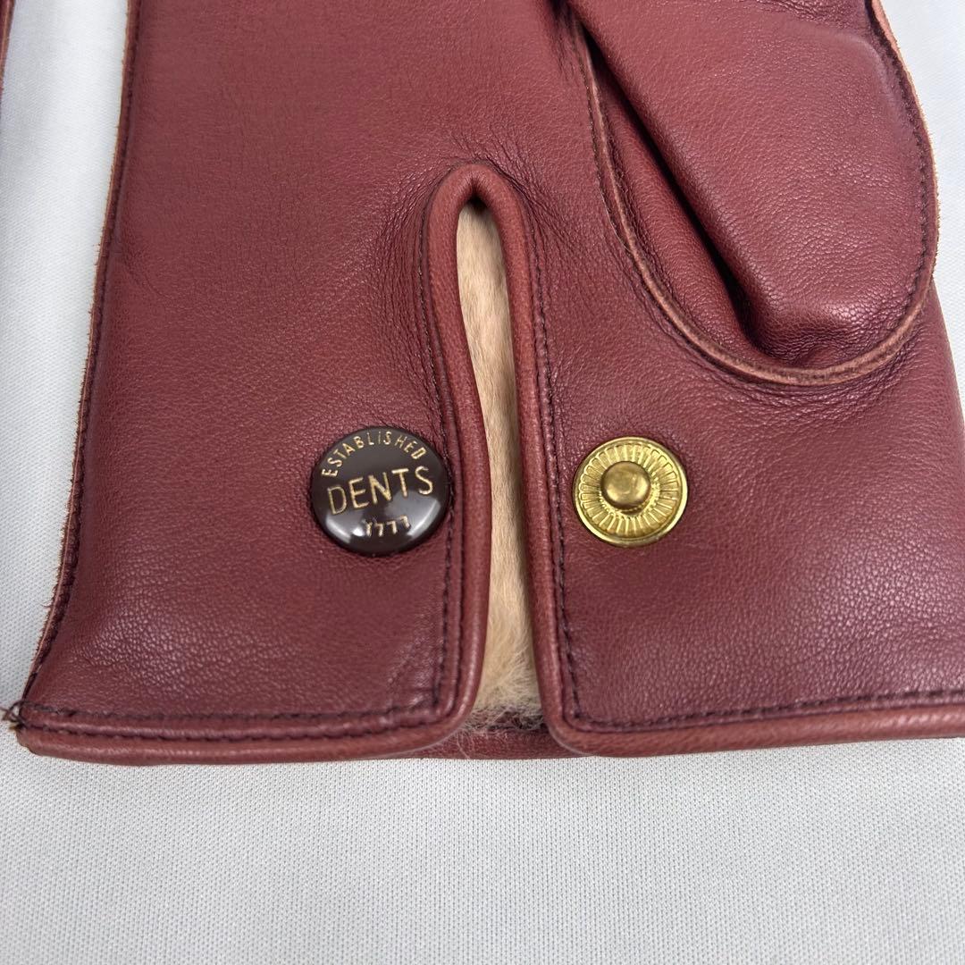 【未使用】デンツ グローブ 羊革 ラビットファー 23cm イングリッシュタン
