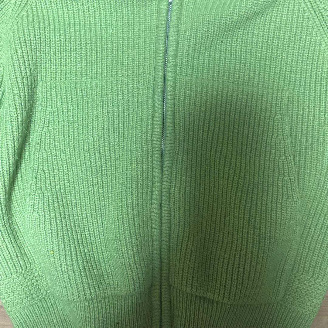 soerte ウールニットダブルジップフーディ グリーン