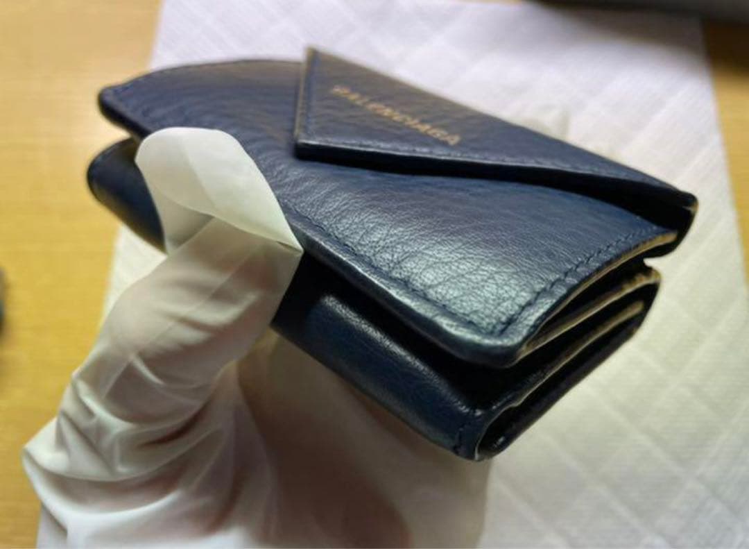 【BALENCIAGA】ペーパーミニウォレット　ネイビー