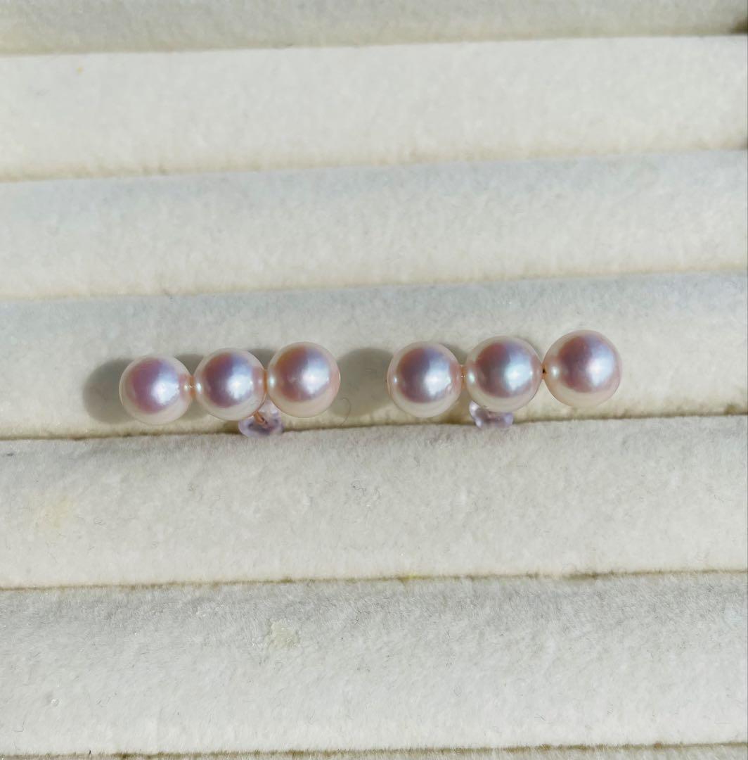 オーロラ花珠　あこや真珠　14kgf ピアス