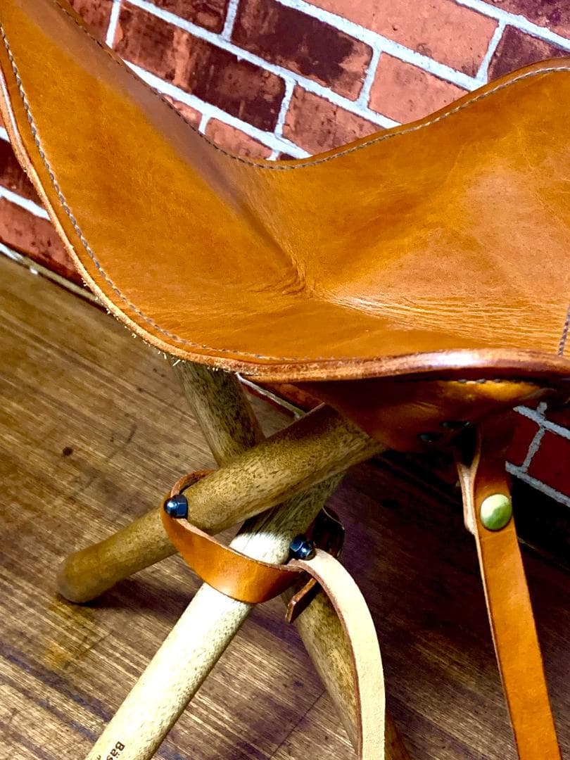 【焚き火チェア】エイジングヌメ basta_redskapet ブラウン 中古