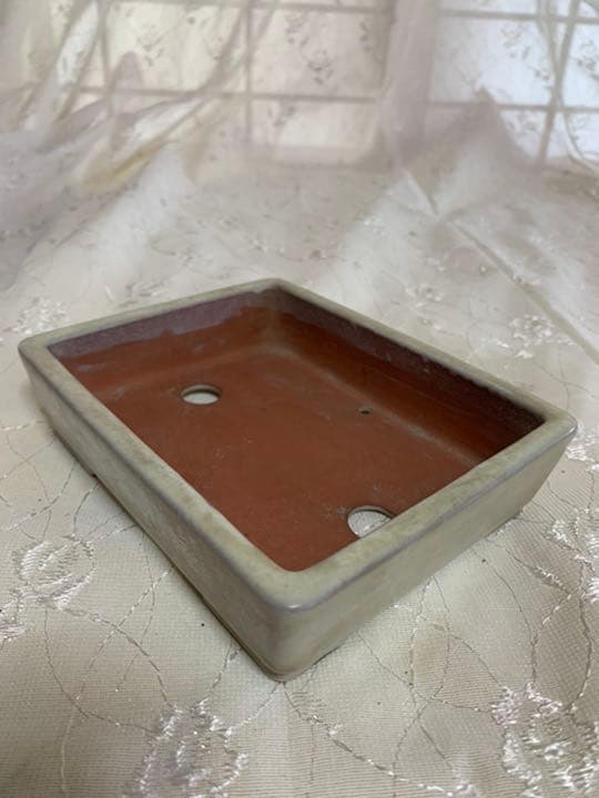 長方　盆栽鉢　落款あり