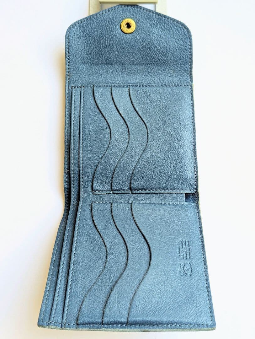 イルビゾンテ【限定色デニムブルー】2つ折り財布 がま口 シボ加工 希少 男女兼用