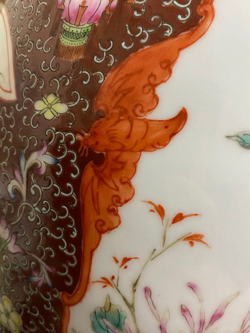 清朝　唐物　大清乾隆年製　彩色花鳥図花瓶　花器　骨董品　壺　古美術品