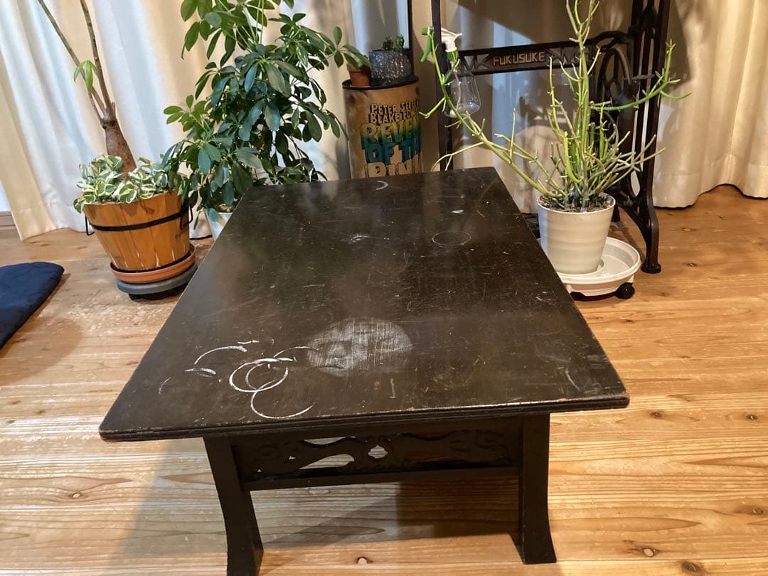 昭和レトロ　木製文机　ローテーブル　黒19