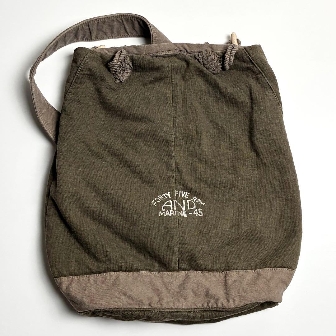 【希少】45RPM/ミリタリーワンショルダーバッグ/コットン/日本製/カーキ