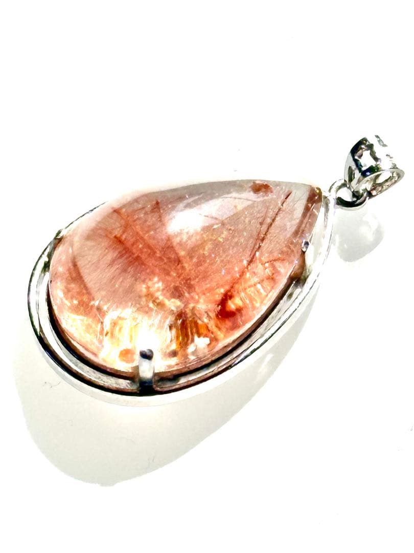 ピンクラビット(ピンクルチル)雫型 ペンダントトップ　シルバー925