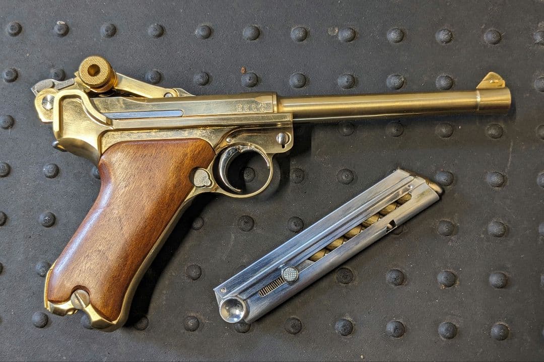 マルシン ルガー P-08 6インチ モデルガン ゴールド24GP　◉訳あり