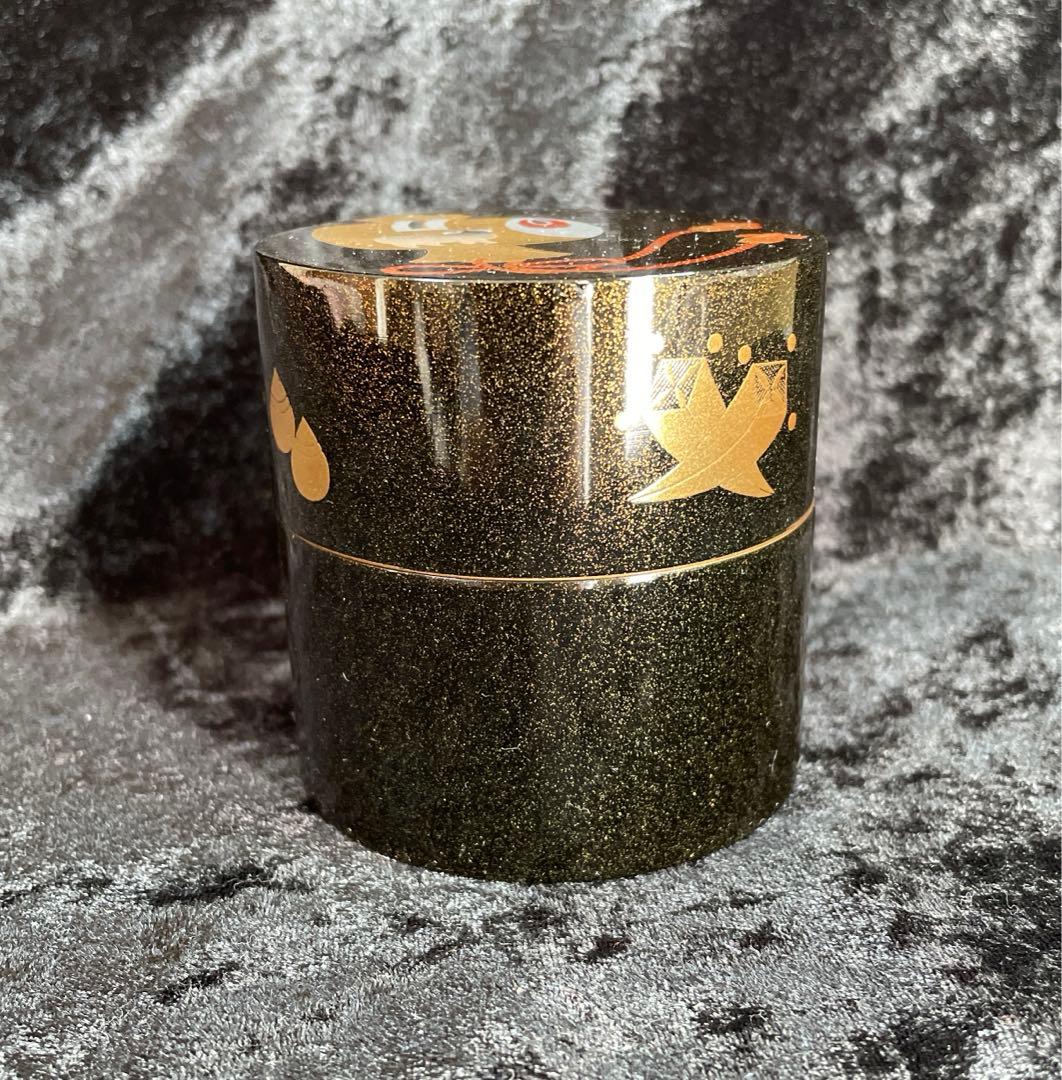 茶道具 中次棗　梨地塗　 吉祥小槌　羊の絵柄