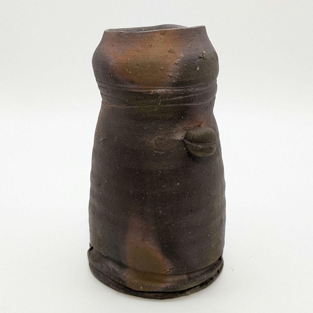 岡山県重要無形文化財 金重晃介 備前焼 耳付花入 共箱 花瓶 花器 置物 茶道具