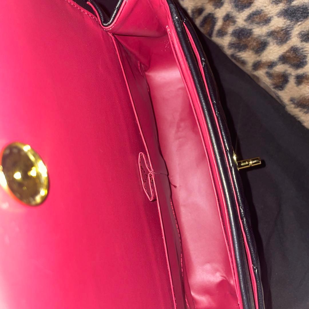 キルティング　ゴールドチェーン　ショルダーバッグ　ブラック　ラムスキン　2way