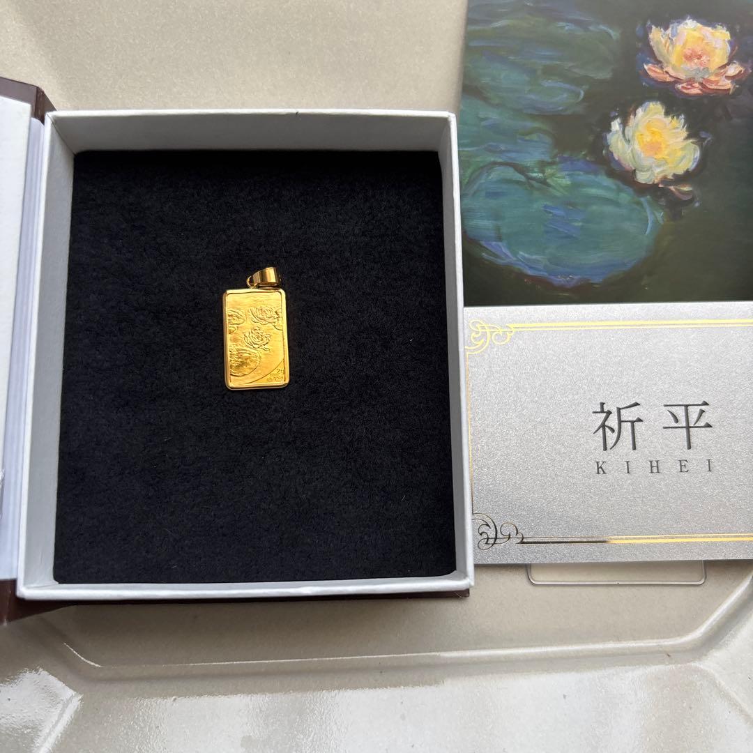 【限定美品】純金ペンダントトップ 祈平 PAMP社 フェルメール/モネ デザイン