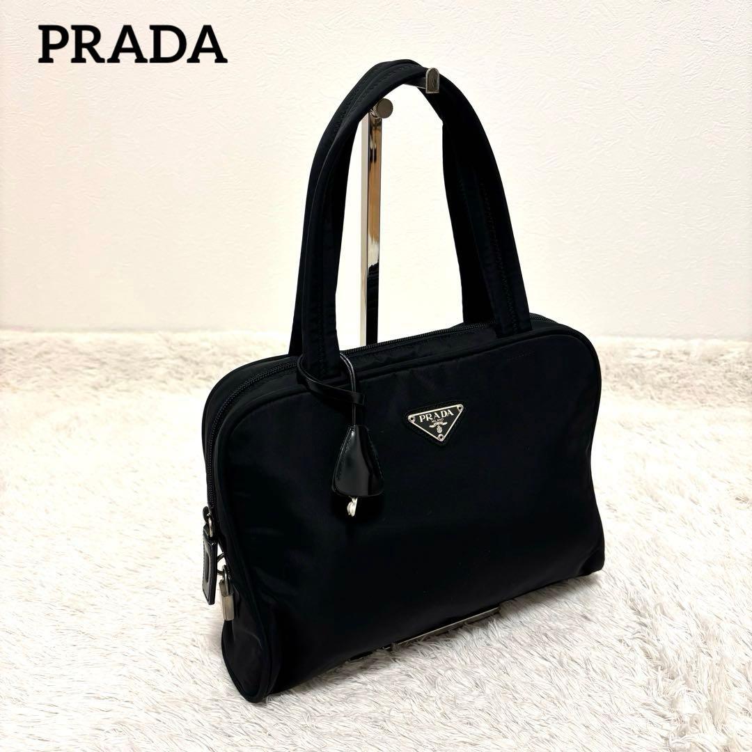 PRADA プラダ　ナイロン ハンドバッグ 三角ロゴ　ブラック　美品