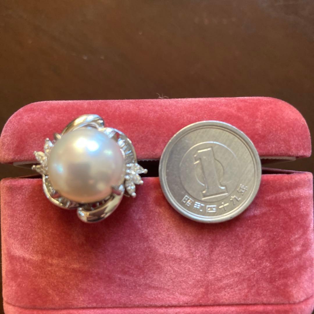 希少パール大粒プラチナダイヤ入りリング