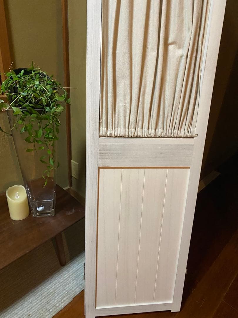 コットンリネンカーテン付き4蓮　パーテーション
