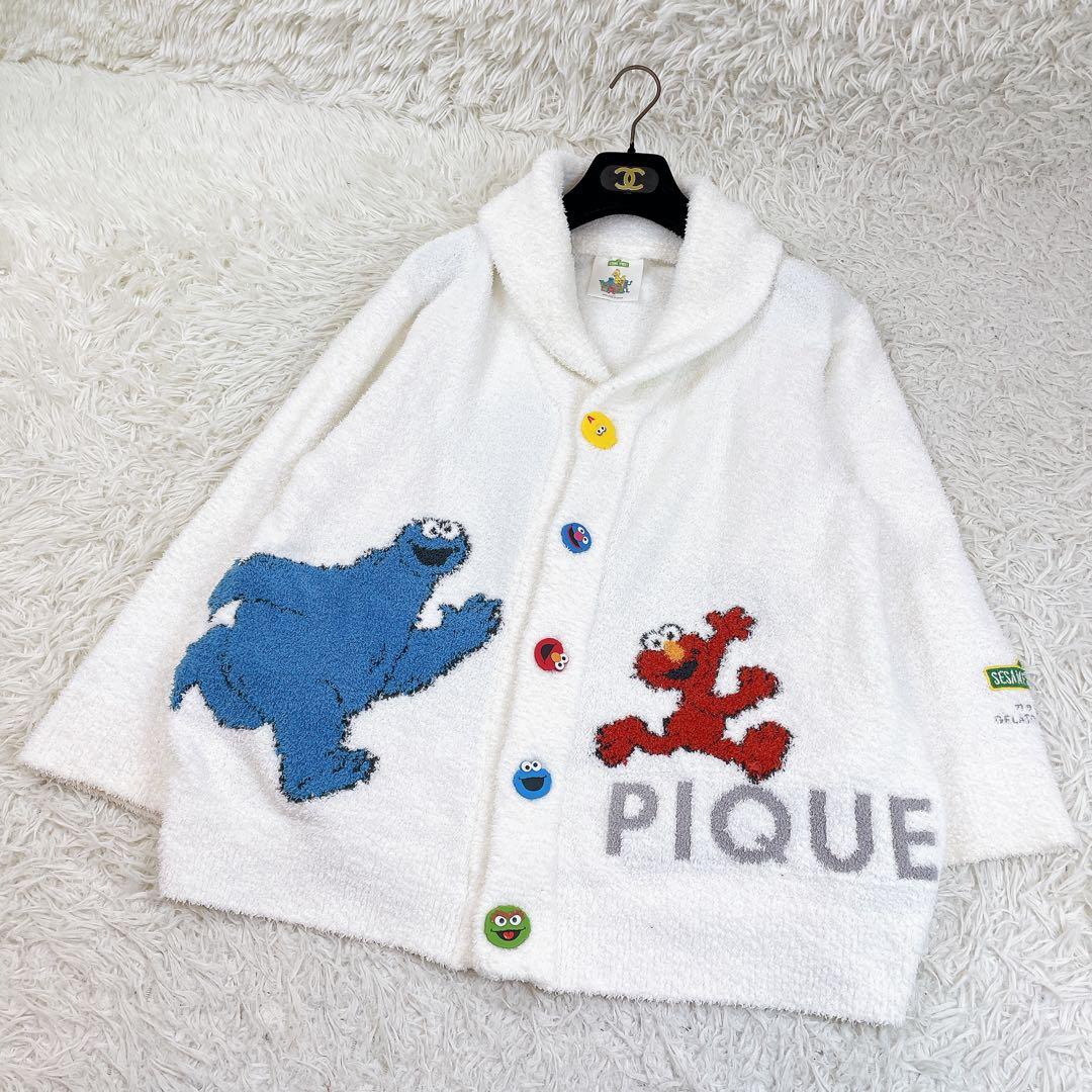 極美品✨ジェラートピケ SESAME STREE ジャガードショールカーディガン