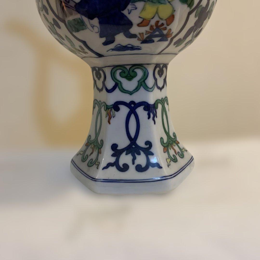 大明嘉靖年製　時代物　中国　古い水差し　手描き　高さ29㎝