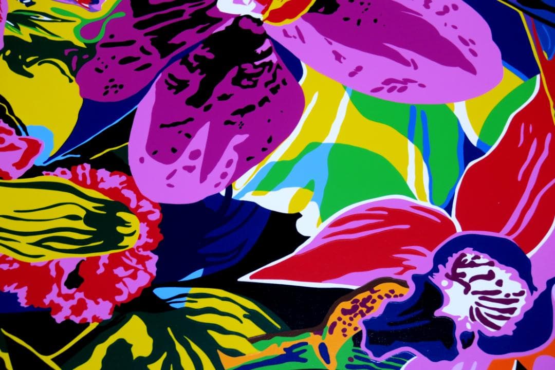 【ヒロ・ヤマガタ】　オーキッド＆パロット　シルクスクリーンシート　山形博導