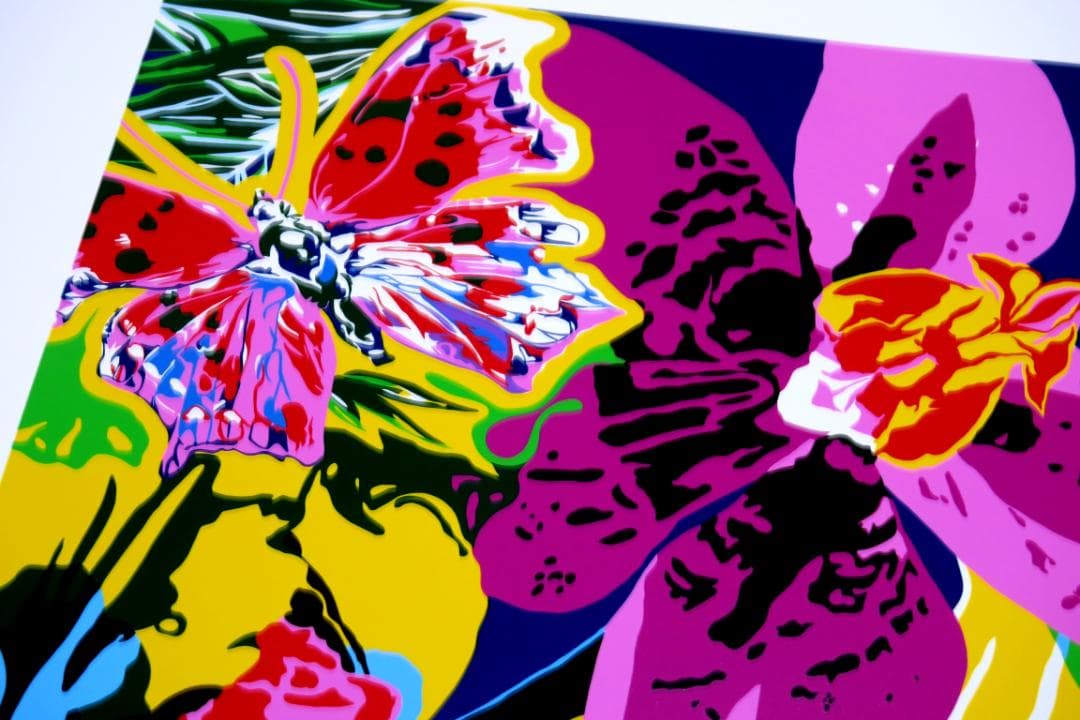 【ヒロ・ヤマガタ】　オーキッド＆パロット　シルクスクリーンシート　山形博導