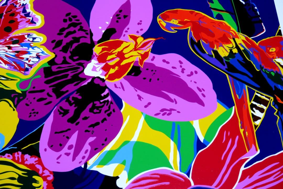 【ヒロ・ヤマガタ】　オーキッド＆パロット　シルクスクリーンシート　山形博導