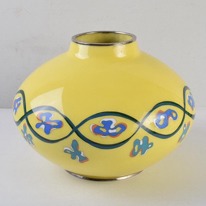 七宝焼　黄釉　花瓶　M　R9074B