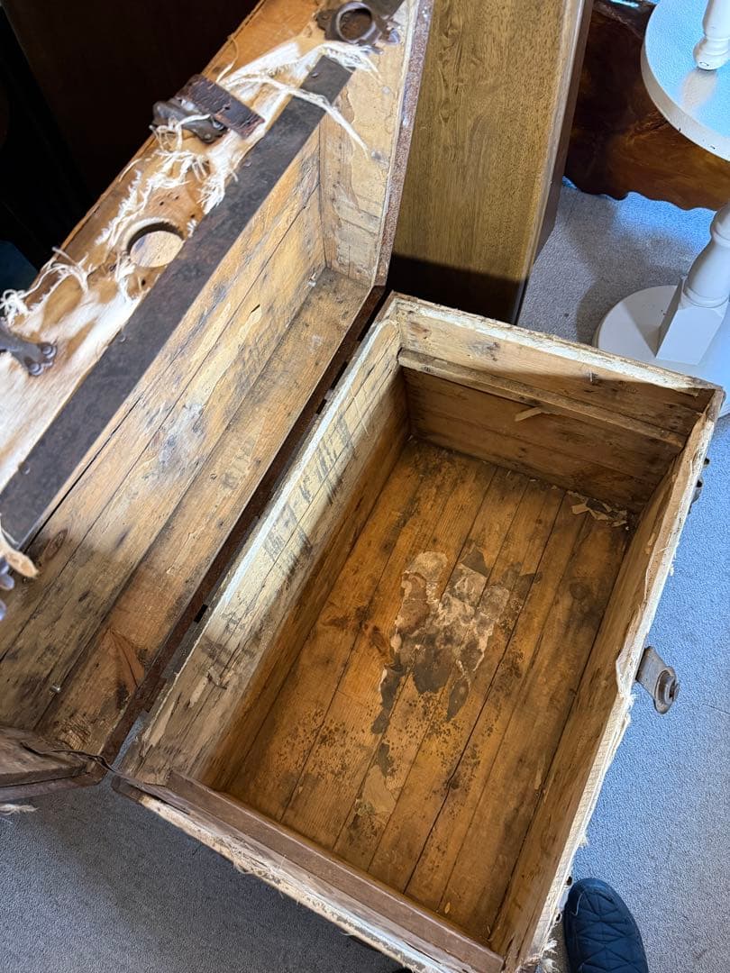 1880s EAGLE LOCK CO 米国製船旅トランク 希少140年物