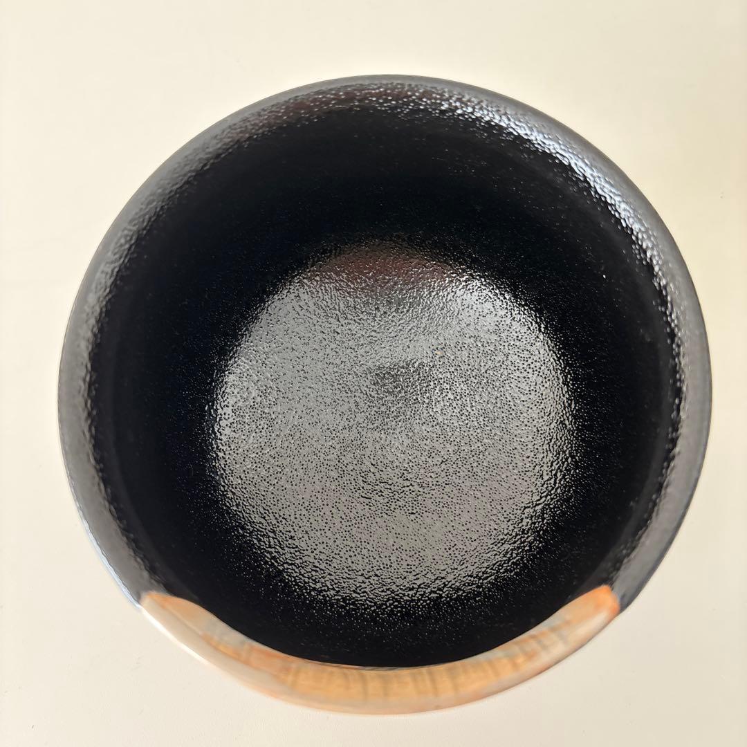 【新品未使用】抹茶茶碗　兎月窯　杉浦文泰作　瀬戸焼　御題『時』共箱　ウコン布