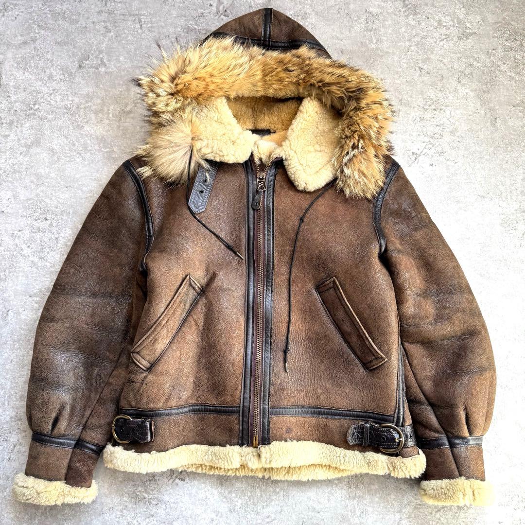 【超希少レア】名作 80s リアルレザームートン B-3 ジャケット