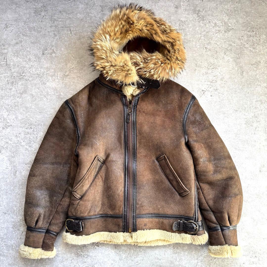 【超希少レア】名作 80s リアルレザームートン B-3 ジャケット