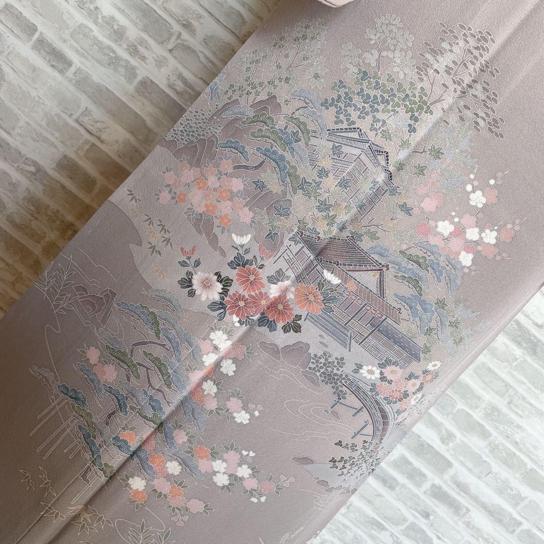 訪問着　フルセット　茶屋辻　友禅　せせらぎ　躾糸付き　着物　Q5