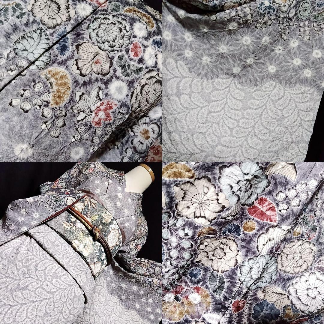 辻ヶ花 付下げ セット グレー 灰色 絞り 辻が花 セット 袋帯 辻ケ花