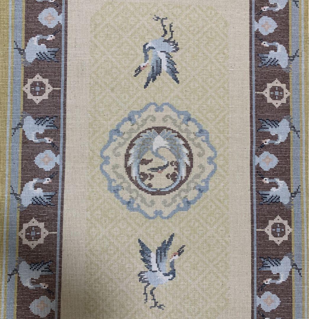 シルク段通　940✖️610㎜　中国　昭和　鶴