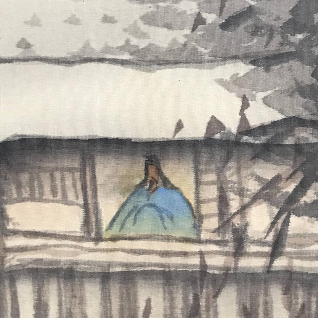 矢野鐵山/矢野鉄山/雪景山水人物画賛/山水図/掛軸/名家伝来/AD-62