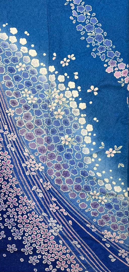 振り袖　フルセット　ブルー　別誂長襦袢　成人式　朧　銀通し　708