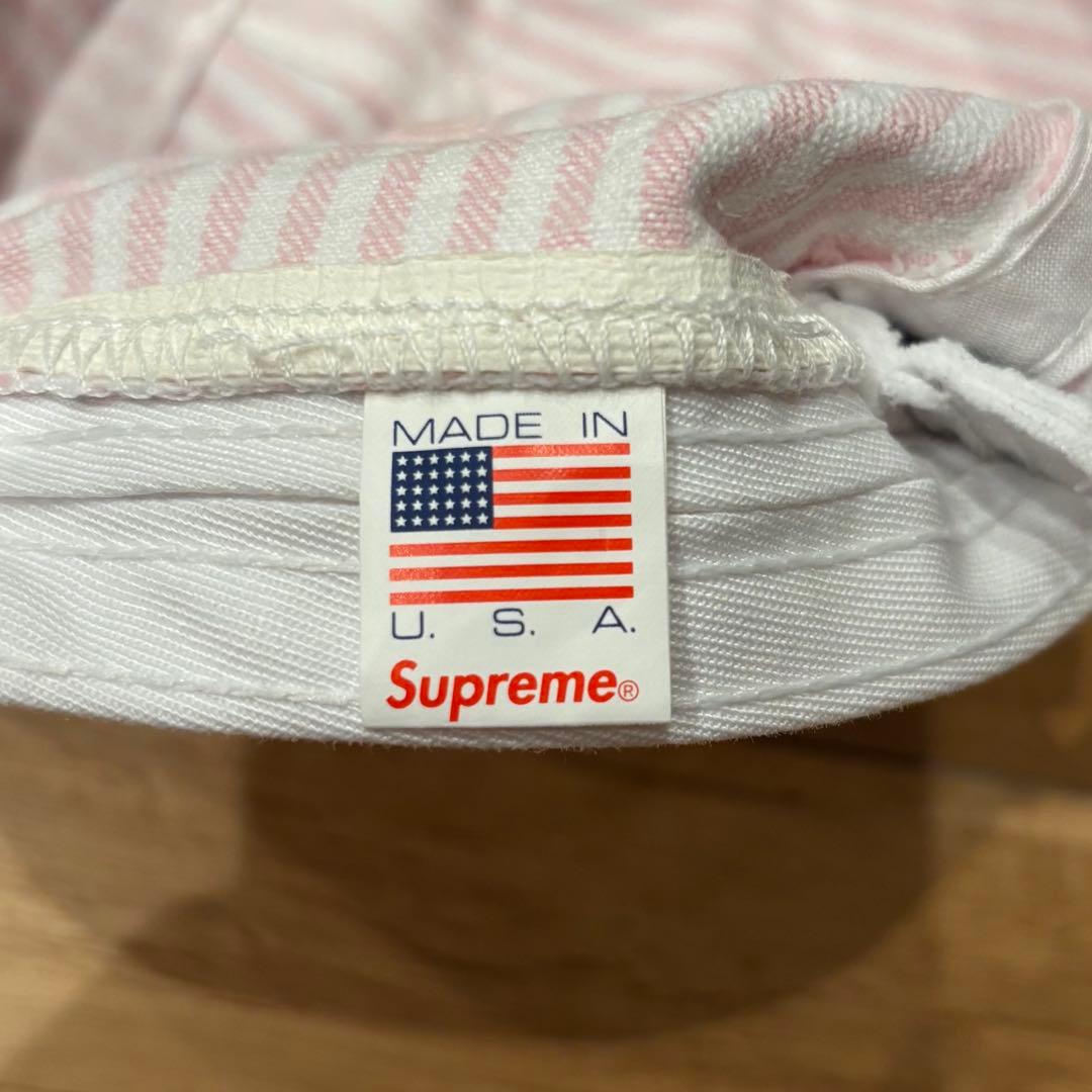 【希少】Supreme Denim Camp Cap ストライプ ピンク