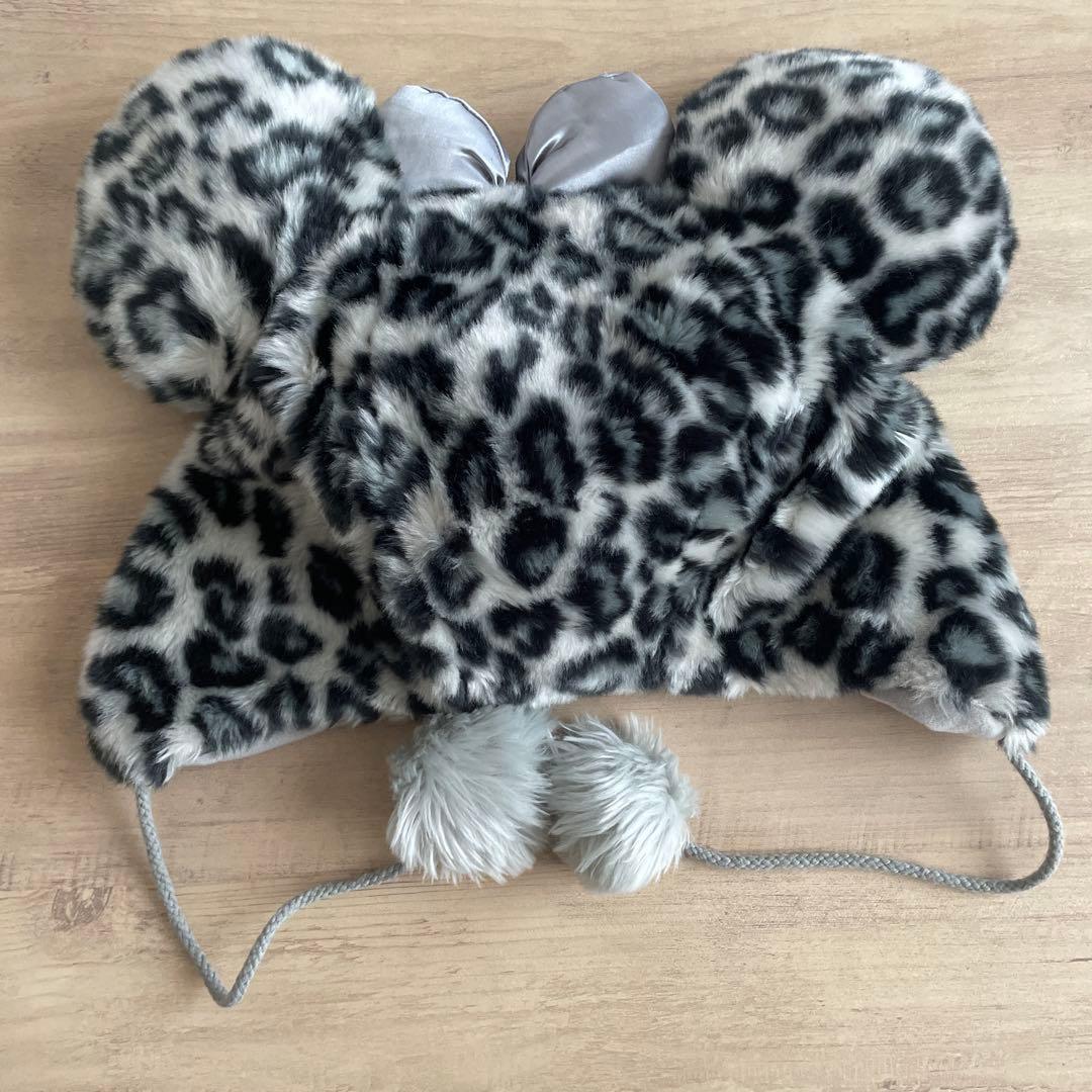 ディズニー　ミニー　ファンキャップ　ヒョウ柄　グレー　ピンク　レオパード　被り物
