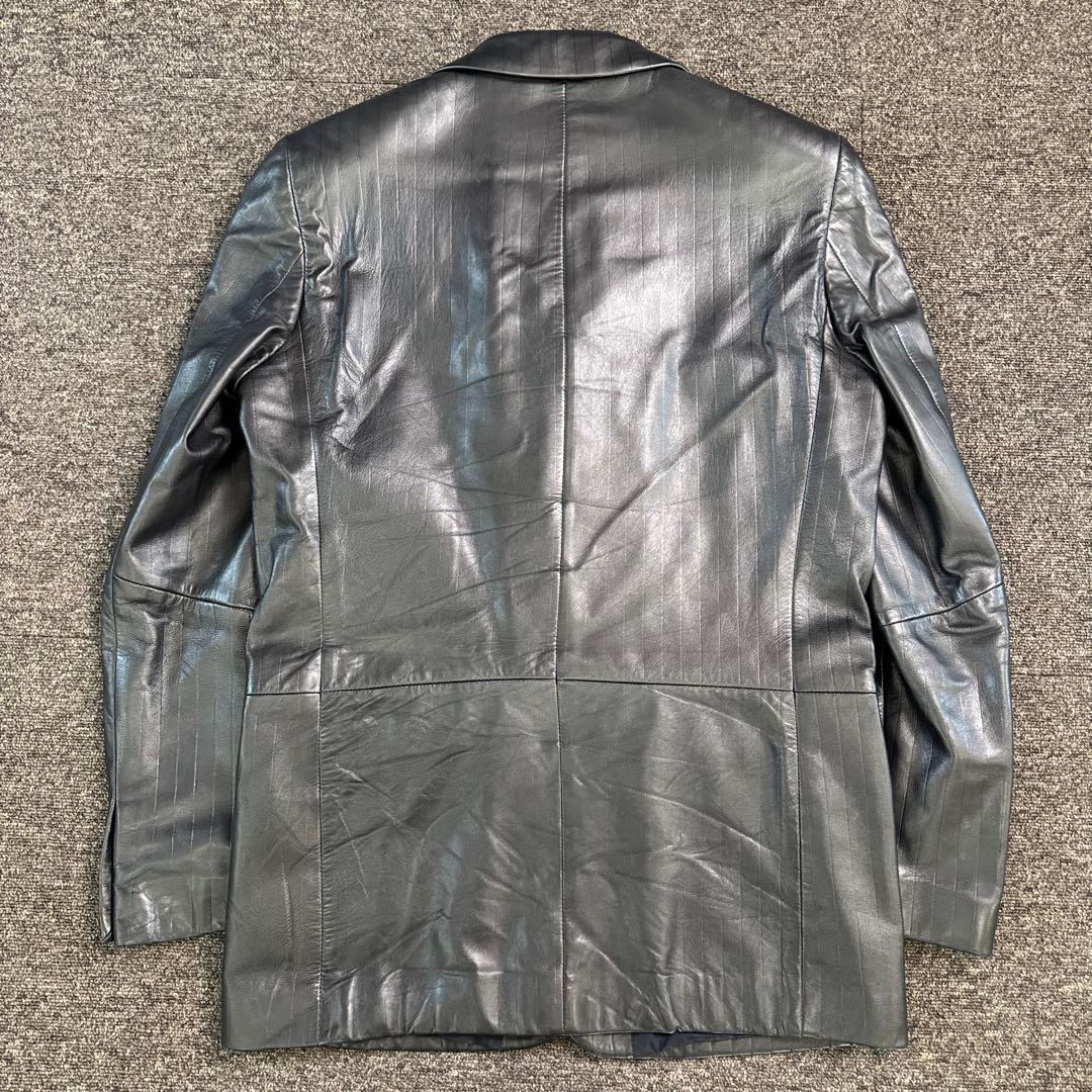 ヒューゴボス レザージャケット 羊革 ブラウン 光沢 48