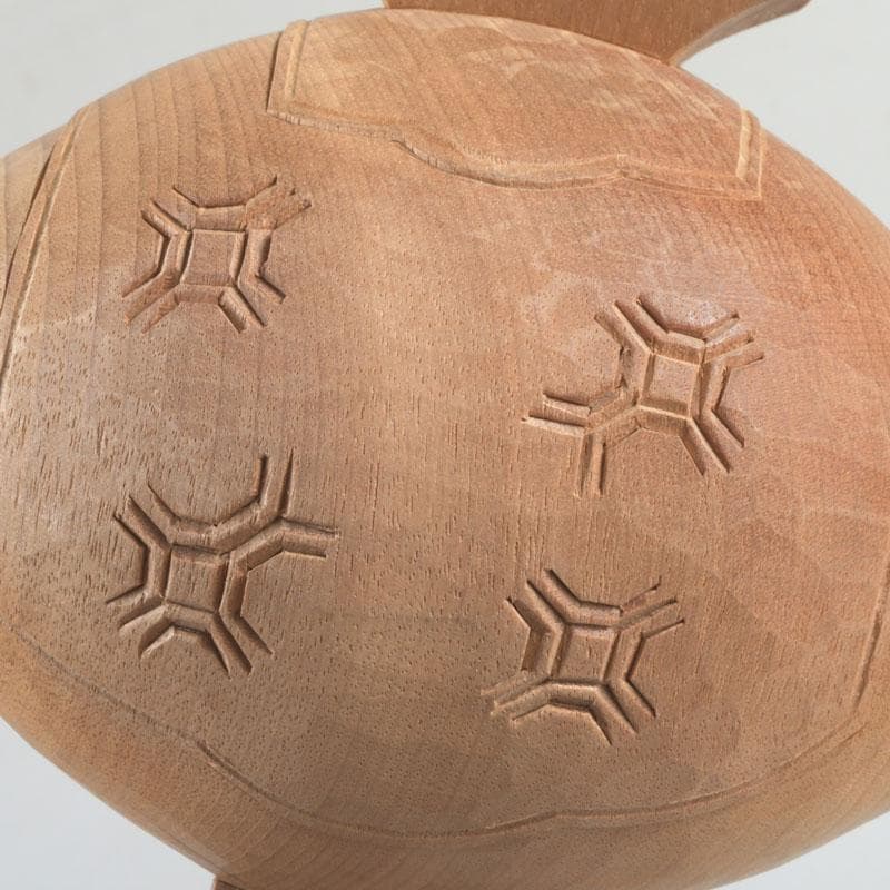 井波彫刻　紅雲作　木彫　鼠と小槌　干支　置物　共箱　C　9418