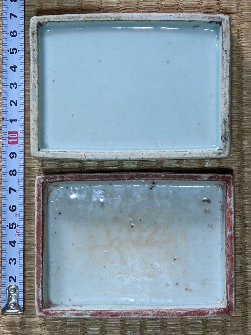 ♦中国古陶磁 青花 長方形印盒 盒子 染付 印泥入 古玩 古美術品 骨董品